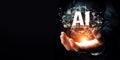 Human interact with AI artificial intelligence brain processor generative AI NLP