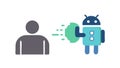 Human Interacting with Android, AI and Human-Robot Connection, vector design Generative AI Royalty Free Stock Photo
