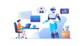 Human Interacting with Robot - AI Technology Partnership, vector design Generative AI Royalty Free Stock Photo