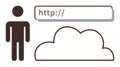 Human Interaction with Cloud-Based Technology and Web Browsing Concept Royalty Free Stock Photo