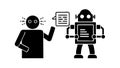Human Interaction with Robot Icon, vector design Generative AI Royalty Free Stock Photo