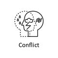 Human internal conflict in mind icon. Element of human mind with name icon. Thin line icon for website design and development, app Royalty Free Stock Photo