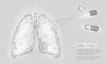 Human Internal Organ Lungs Medicine Treatment Drug. Low Poly technology design. White Gray color polygonal triangle connected dots