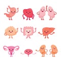 Human Internal Organs, Cartoon Characters Set