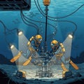 Human Intervention and Subsea Infrastructure Assembly Royalty Free Stock Photo