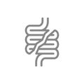 Human intestine disease line icon. Damaged internal organ, acute pain, transplant rejection symbol
