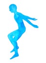 Human jumping high up free, abstract body watercolor painting