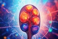 Human kidney anatomy. 3d illustration. Science and medical background, Digital illustration depicting a human kidney against a Royalty Free Stock Photo