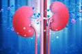 Human kidney with molecule structure Royalty Free Stock Photo