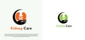 Human kidney organ health care logo design