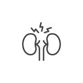 Human kidney pain line icon