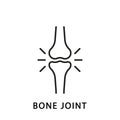 Human Knee Bone Joint Line Icon. Anatomy Leg Skeleton Linear Pictogram. Arthritis, Osteoporosis Illness of Bone Joint