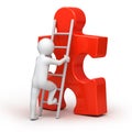 Human, ladder and red puzzle Royalty Free Stock Photo