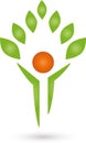 Human and leaves, naturopaths and fitness logo