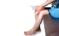 Human leg osteoarthritis inflammation bone joints cold compress Royalty Free Stock Photo