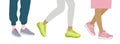 Human legs with sneakers and comfortable clothes. Footwear for sports activity and walking. Running comfortable shoes Royalty Free Stock Photo