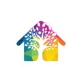 Human life logo icon of abstract people tree and house vector. Royalty Free Stock Photo