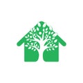 Human life logo icon of abstract people tree and house vector. Royalty Free Stock Photo