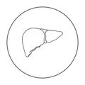 Human liver icon in outline style isolated on white background. Human organs symbol stock vector illustration. Royalty Free Stock Photo