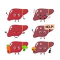 Human liver organ set collection. Vector