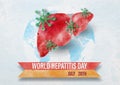 Poster of World Hepatitis Day in watercolor and vector design.