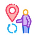 Human location sign icon vector outline illustration