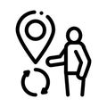 Human location sign icon vector outline illustration