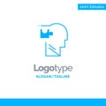 Human, Logical, Mind, Puzzle, Solution Blue Solid Logo Template. Place for Tagline Royalty Free Stock Photo