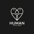 Human love bird logo monoline logo vector illustration