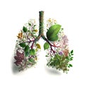 Human lung but composed of plants and leaves - health - Illustration