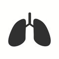 Human lung icon in black style isolated on white background