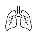 Human Lung Line Icon. Bronchi and Trachea Breath System Pictogram. Healthy Bronchial Respiratory Organ Outline Icon