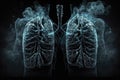 Human Lungs Black Background. Generative AI