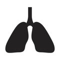 Human lungs black glyph icon. Respiratory system checkup. Silhouette symbol on white space. Solid pictogram.