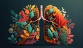 Human Lungs Connected With The Nature As Freedom And Health Concept - Generative AI