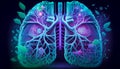 Human lungs. digital cyberspace with futuristic security technology, surrounded by network elements, circuitry patterns Royalty Free Stock Photo