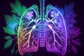 Human lungs. digital cyberspace with futuristic security technology, surrounded by network elements, circuitry patterns Royalty Free Stock Photo