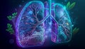 Human lungs. digital cyberspace with futuristic security technology, surrounded by network elements, circuitry patterns Royalty Free Stock Photo