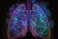 Human lungs. digital cyberspace with futuristic security technology, surrounded by network elements, circuitry patterns Royalty Free Stock Photo