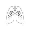 Human lungs. Doodle icon. Drawing by hand. Coloring book. Vector illustration. Royalty Free Stock Photo