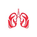 Human Lungs Fire Flame Creative Logo