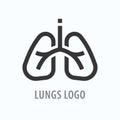 Human lungs icon. Asthma, pneumonia, respiratory diseases clinic logo template. Vector illustration