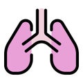 Human lungs icon color outline vector