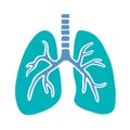 Human lungs. Flat hand drawn icon. Two-color symbol Royalty Free Stock Photo