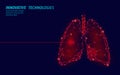 Human lungs laser surgery operation low poly. Medicine disease drug treatment painful area. Red triangles polygonal 3D