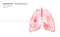 Human lungs laser surgery operation low poly. Medicine disease drug treatment painful area. Red triangles polygonal 3D