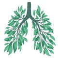Human lungs from leaves and branches. Clean natural air. Save the earth and the environment. Vector concept art Royalty Free Stock Photo