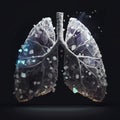 Human lungs made from geometric shape of crystal glasses particles