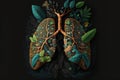 human lungs made of nature elements, environmental conservation awareness and pollution concept.