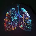 Human lungs made of polygonal crystal glass pieces shapes